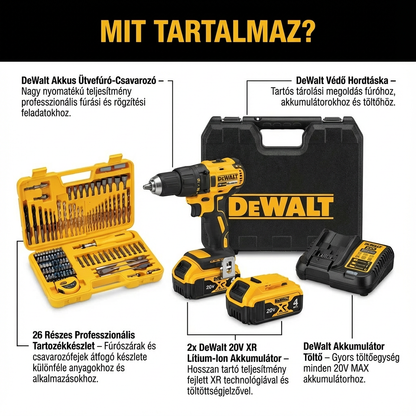 DWT ütvefúró csavarozó – Teljes Készlet + 2 Akkumulátor + 26 Tartozék